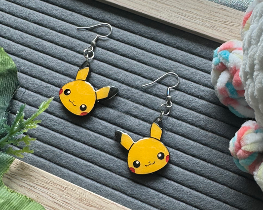 Happy Yellow Electric Mouse Hypoallergenic Dangle Earrings
