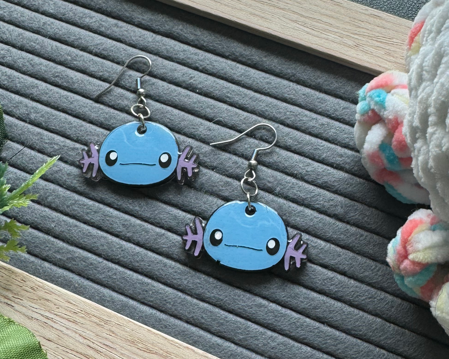 Happy Whoop Blue Monster Hypoallergenic Dangle Earrings