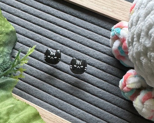 Angry Black Cat Earrings