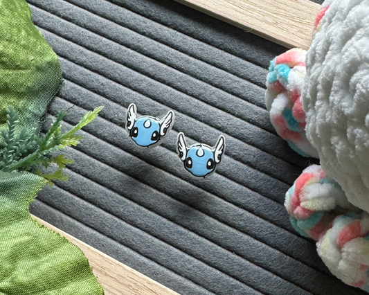 Winged Air Blue Dragon Monster Hypoallergenic Earrings