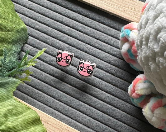 Pink Singing Squishy Monster Earrings