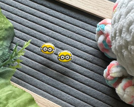 Yellow Mini Goggle Guy Hypoallergenic Earrings