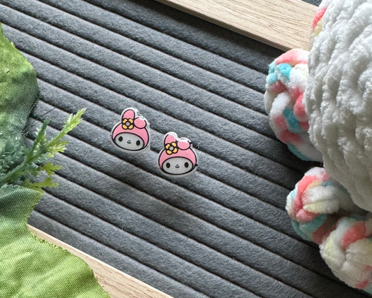 Melody Pink Bunny Hypoallergenic Earrings