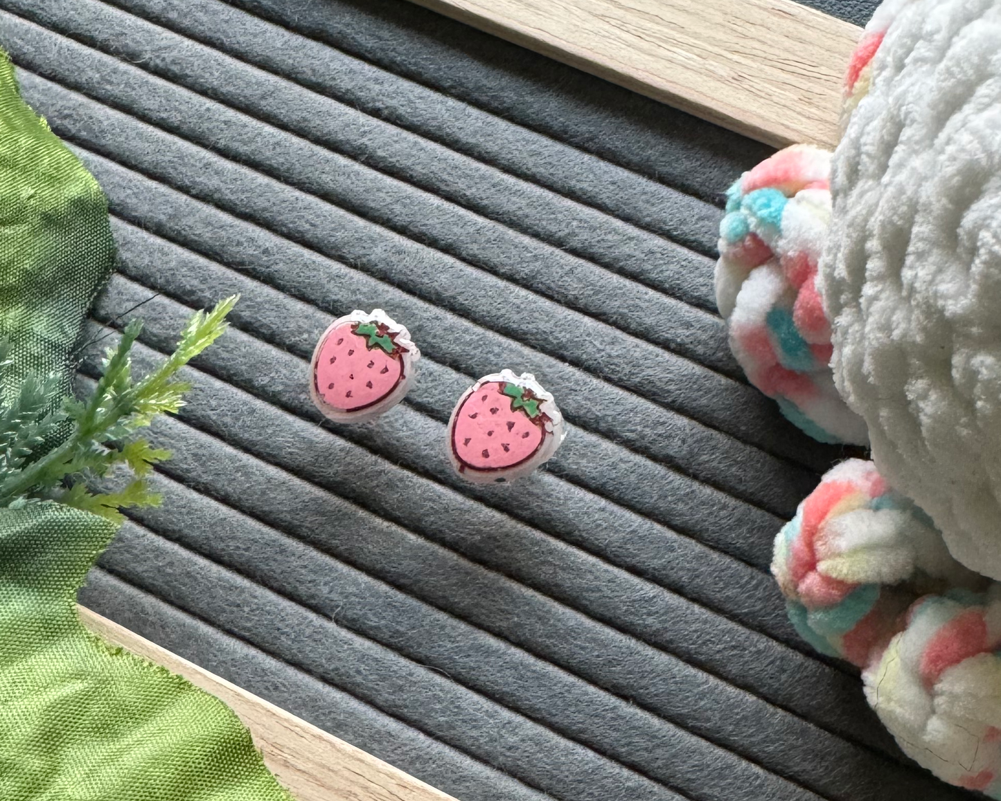 Pink Strawberry Hypoallergenic Earrings