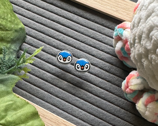 Blue Baby Penguin Hypoallergenic Earrings