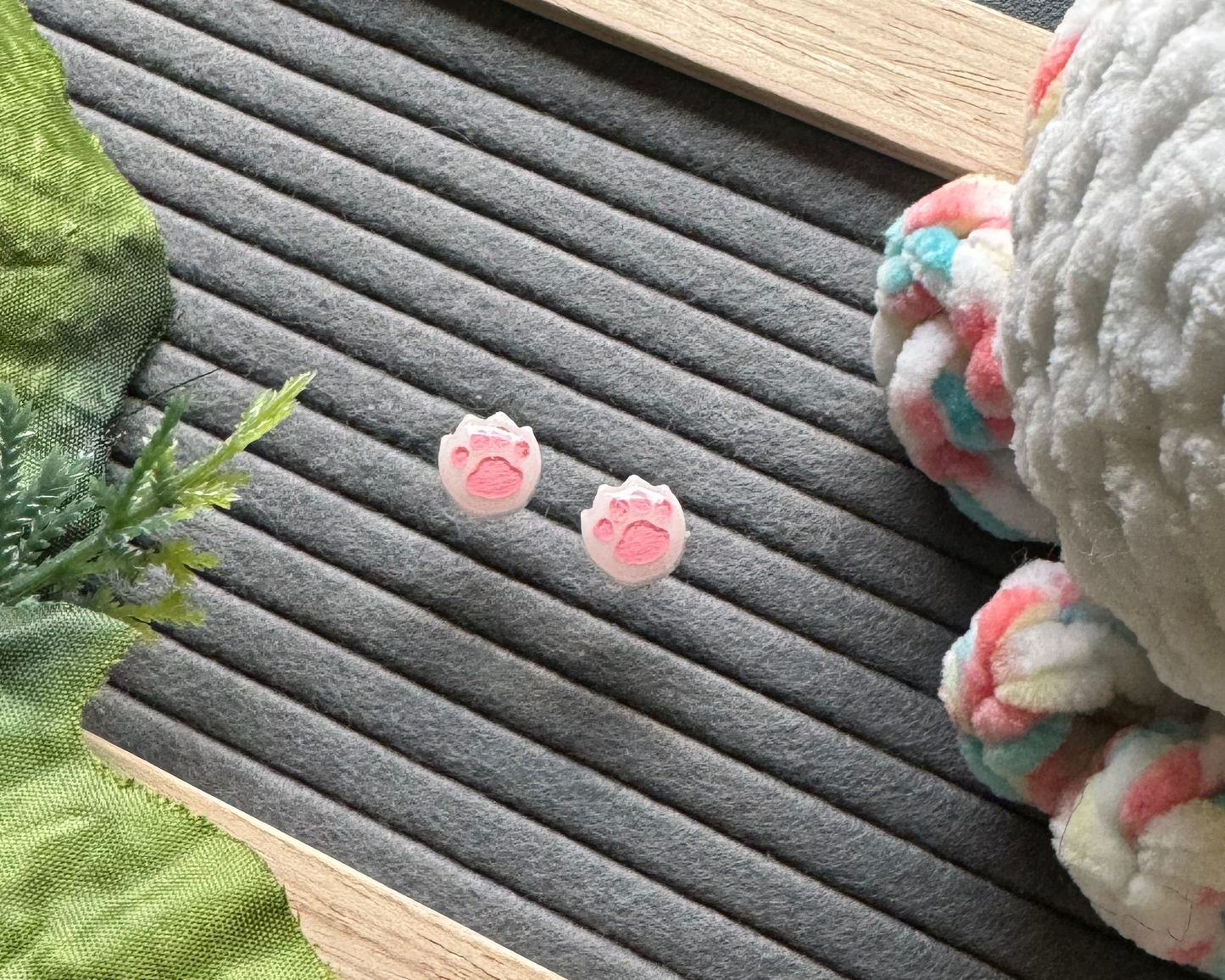 White Cat Paw Hypoallergenic Earrings