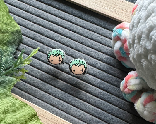 Green Hair Swordsman Piece Pirate Hypoallergenic Earrings